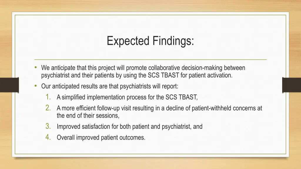 expected findings