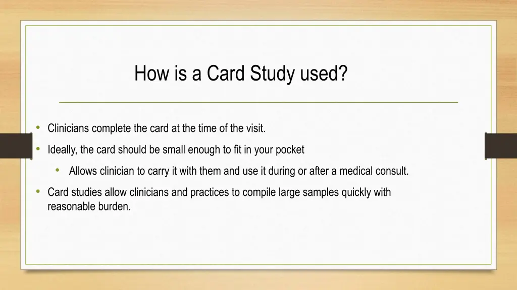 how is a card study used
