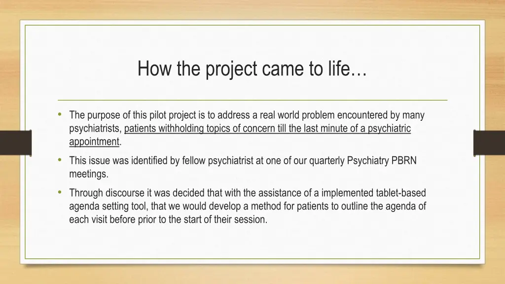 how the project came to life