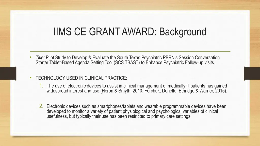 iims ce grant award background