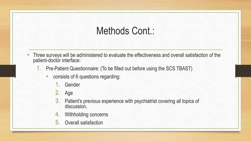 methods cont