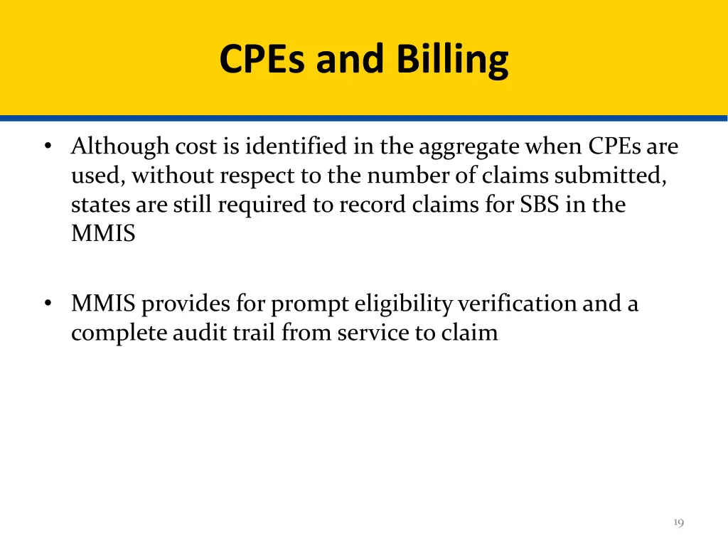 cpes and billing