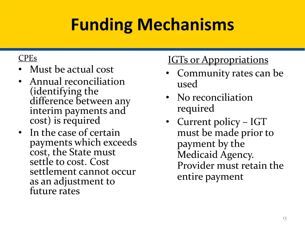 funding mechanisms