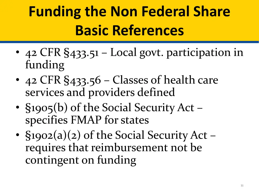 funding the non federal share basic references
