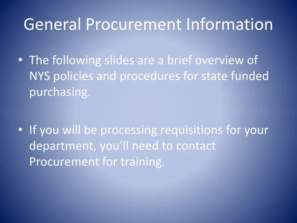 general procurement information