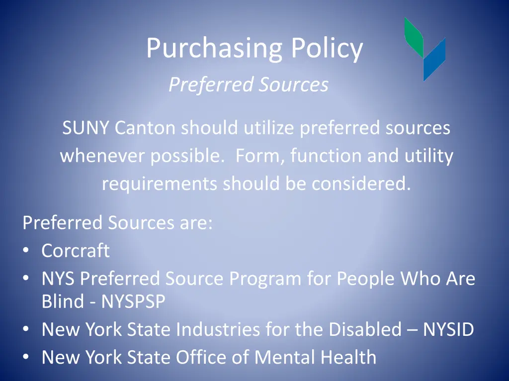 purchasing policy preferred sources