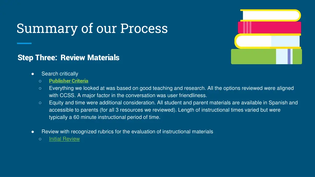 summary of our process 2