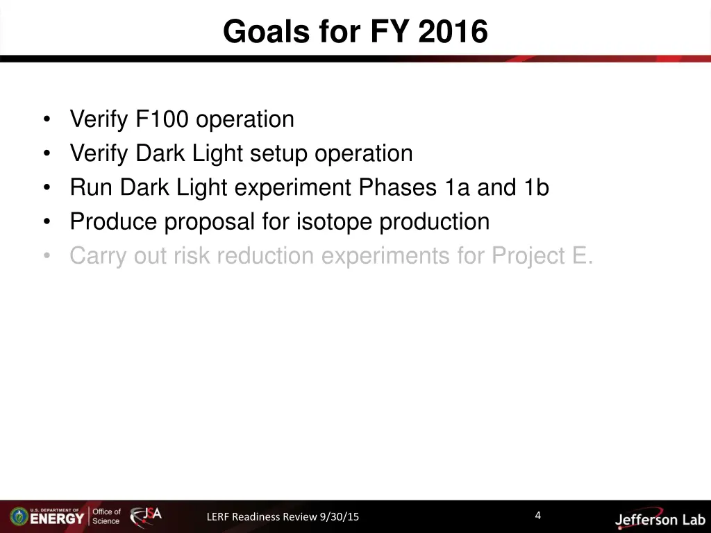 goals for fy 2016