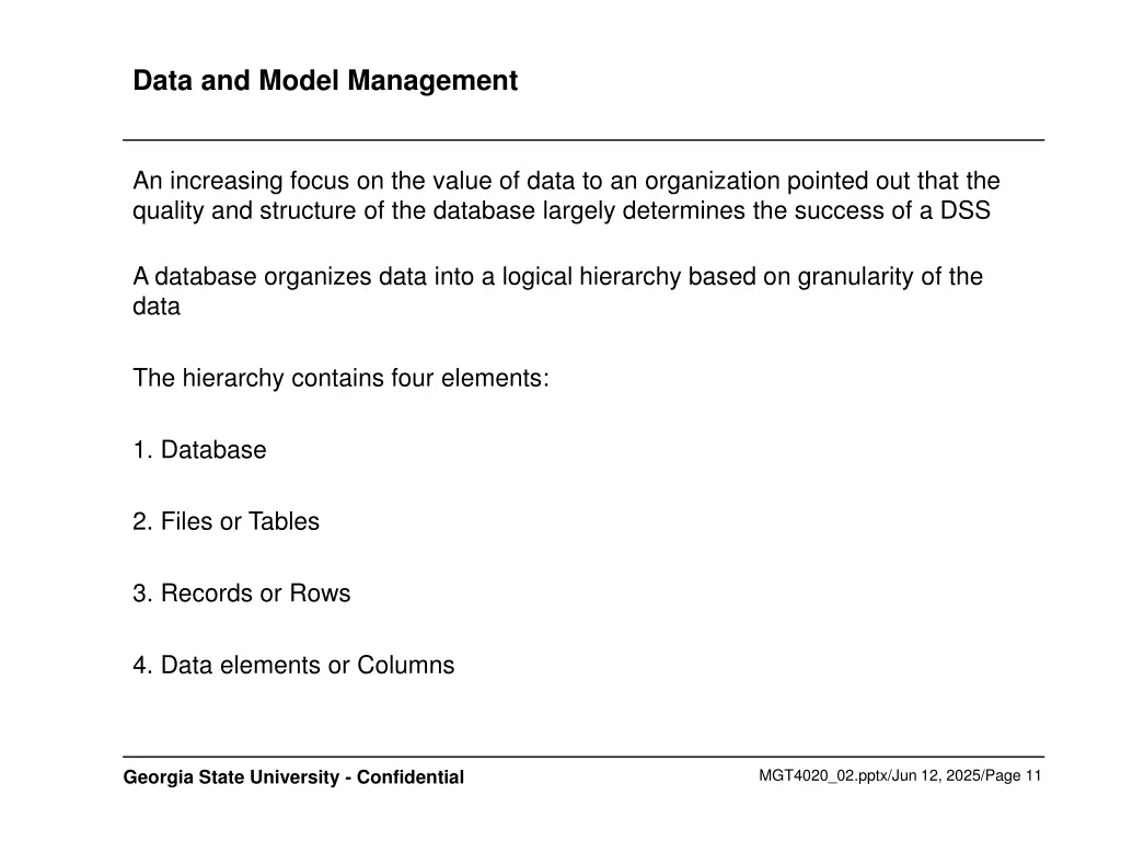 data and model management