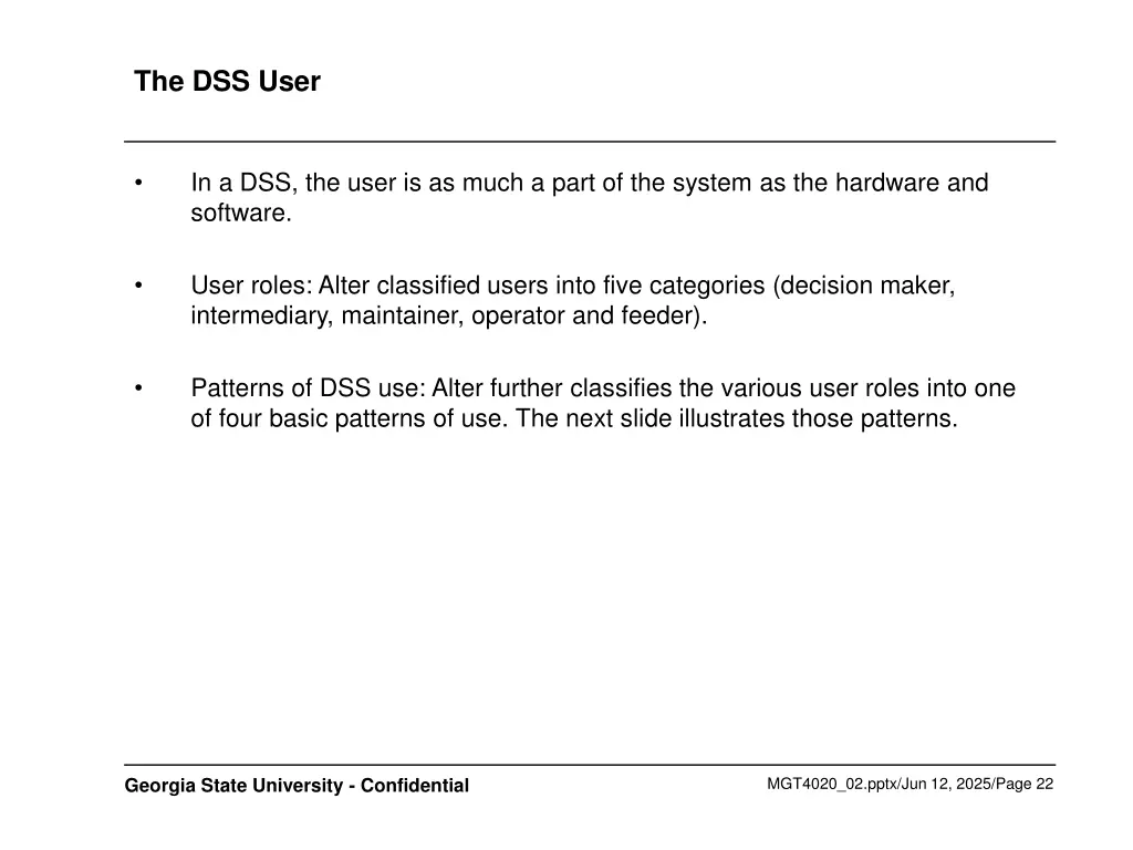the dss user