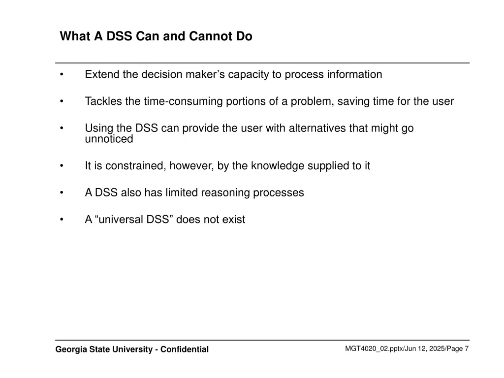 what a dss can and cannot do