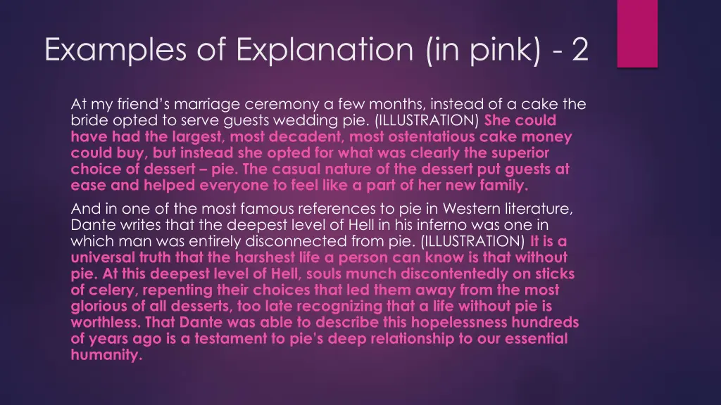 examples of explanation in pink 2