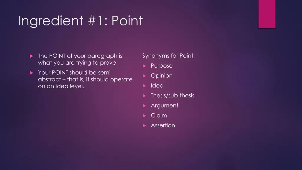 ingredient 1 point