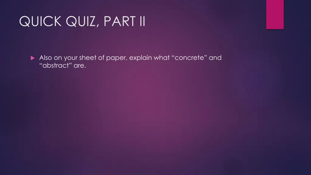 quick quiz part ii