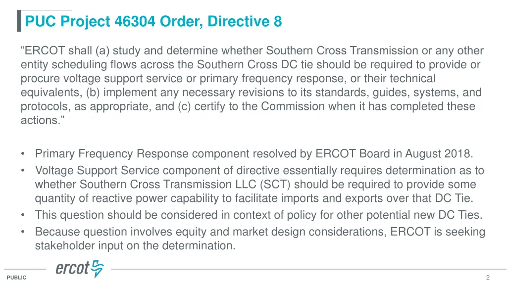 puc project 46304 order directive 8