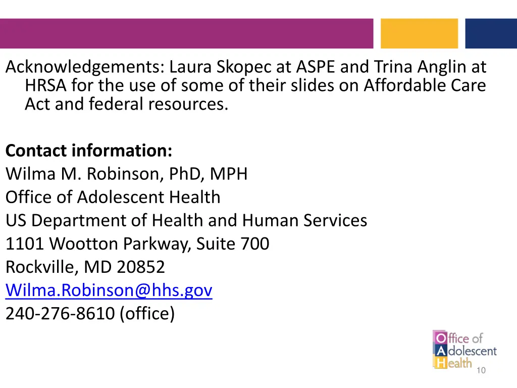 acknowledgements laura skopec at aspe and trina