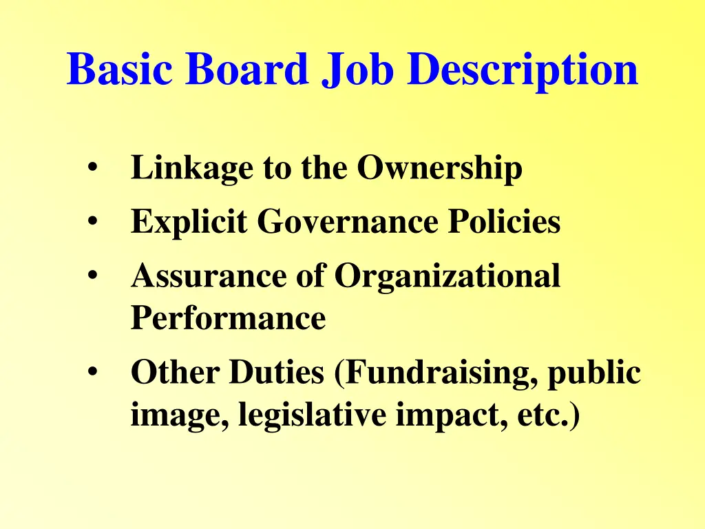 basic board job description