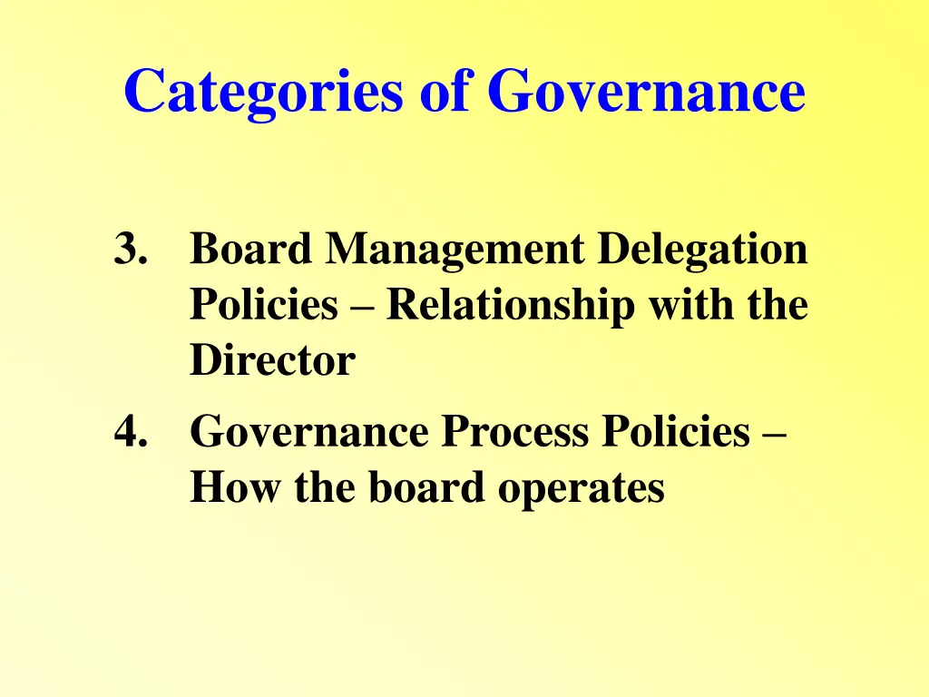 categories of governance 1