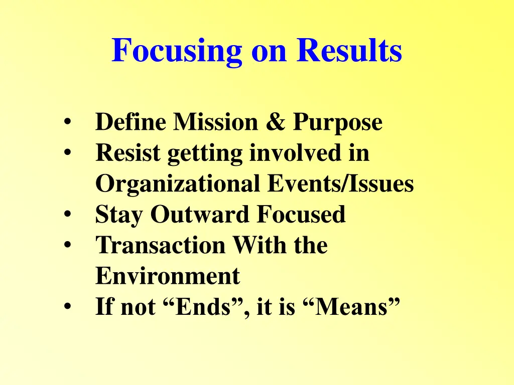 focusing on results