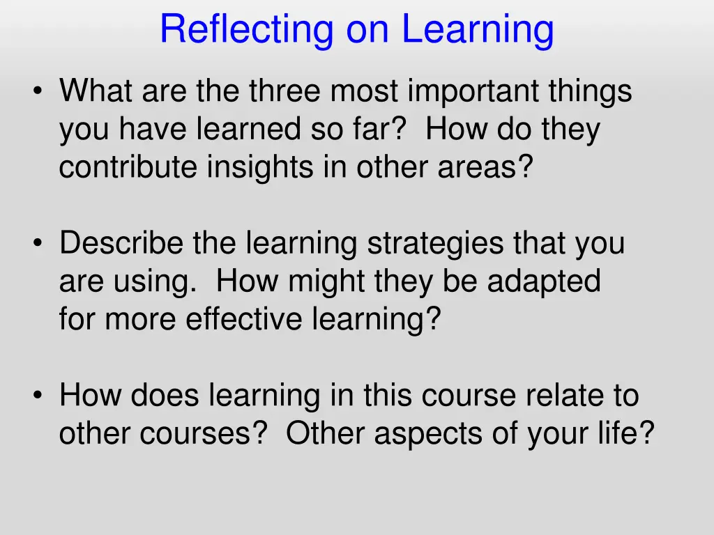 reflecting on learning