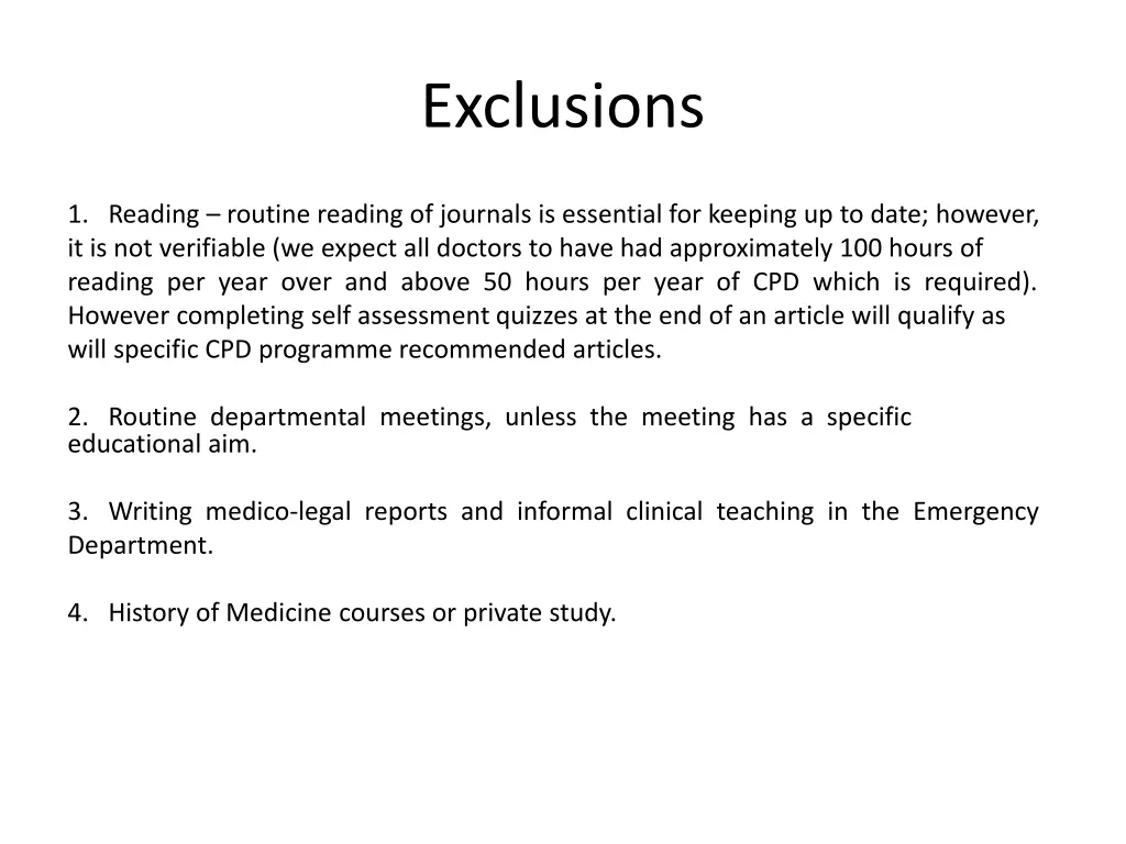 exclusions