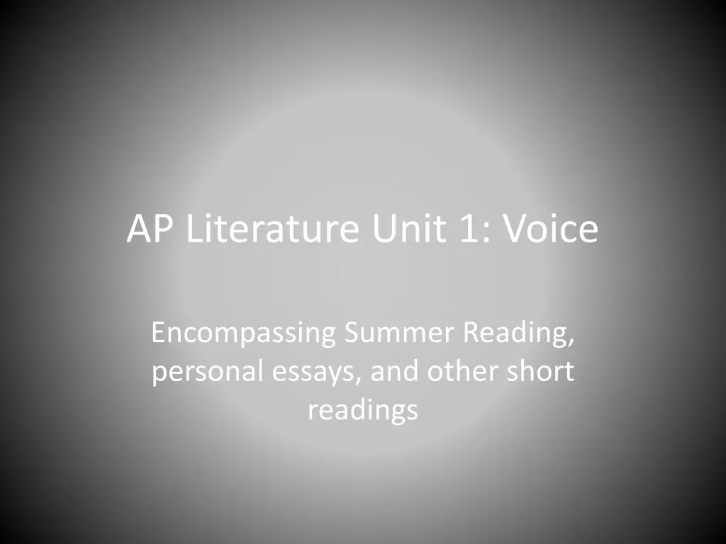 ap literature unit 1 voice