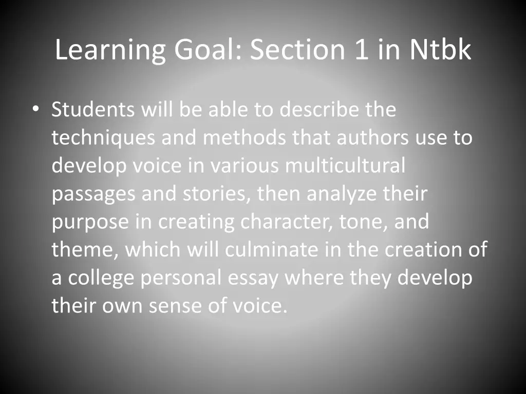 learning goal section 1 in ntbk