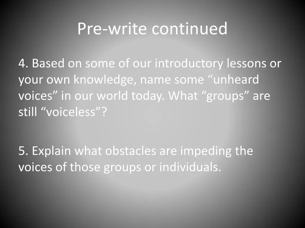 pre write continued