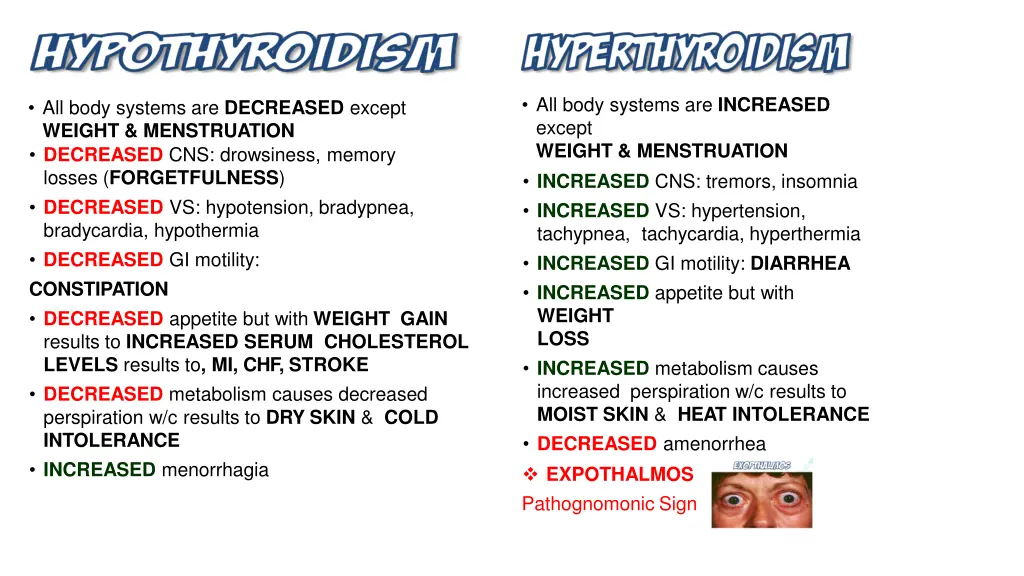 all body systems are increased except weight
