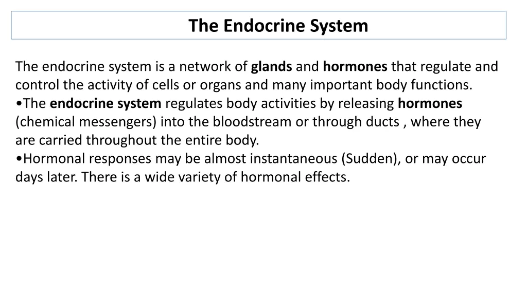 the endocrine system