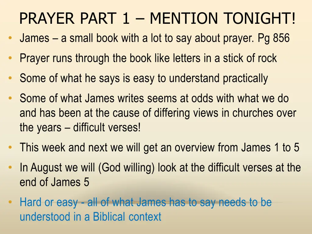 prayer part 1 mention tonight james a small book