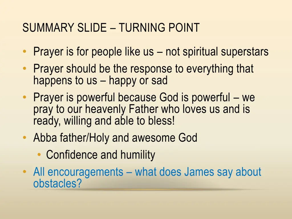 summary slide turning point