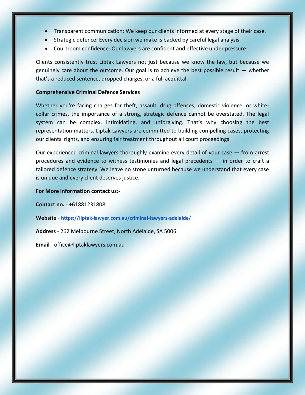 transparent communication we keep our clients