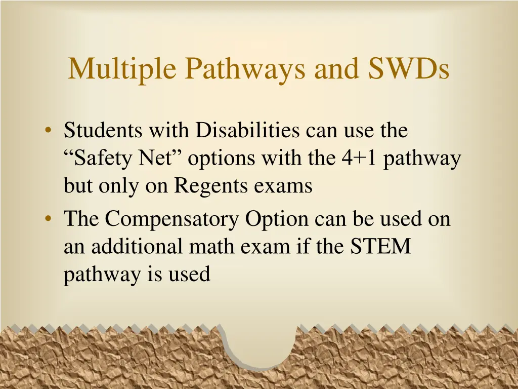 multiple pathways and swds