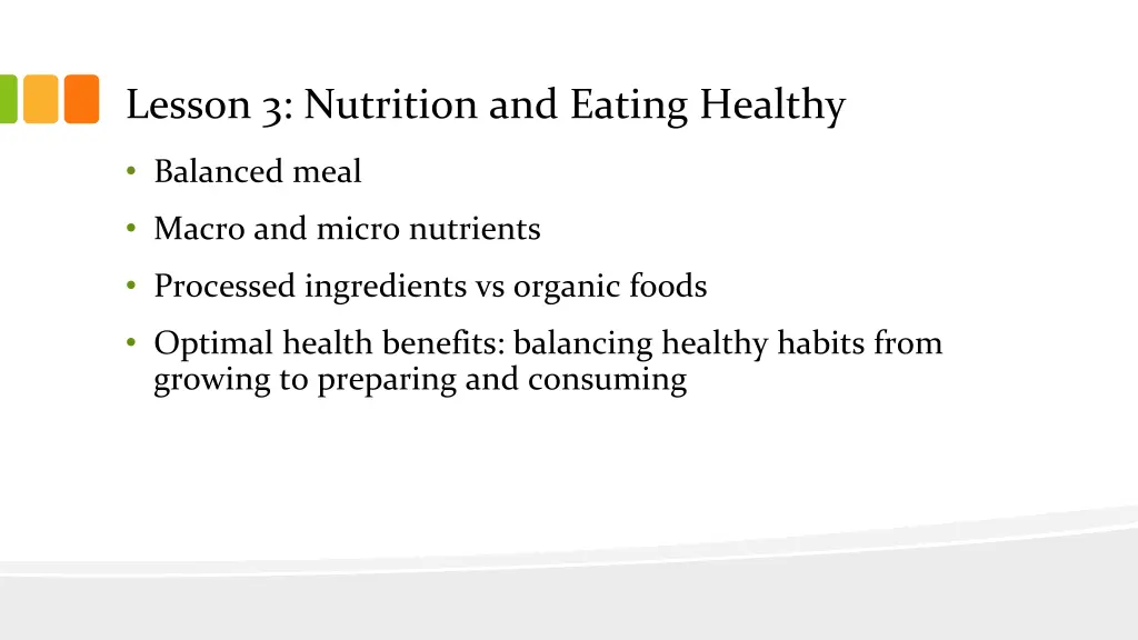 lesson 3 nutrition and eating healthy