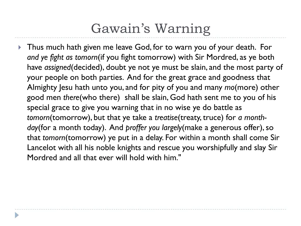 gawain s warning