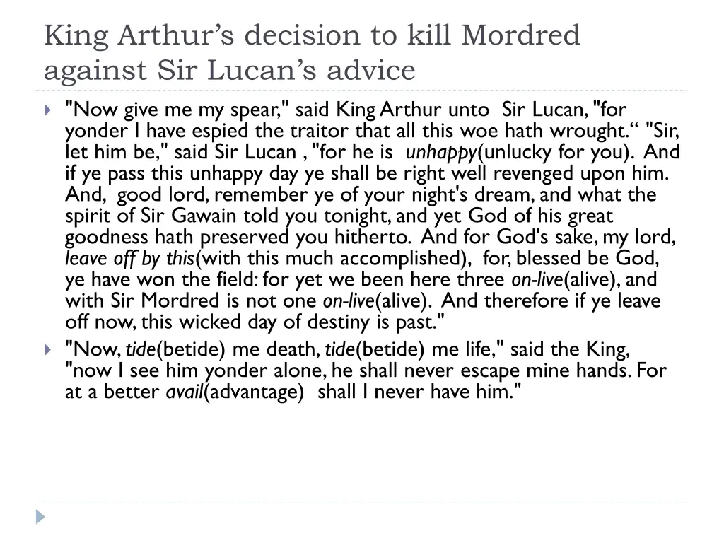 king arthur s decision to kill mordred against