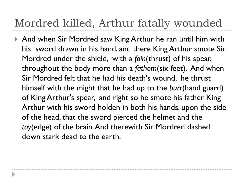 mordred killed arthur fatally wounded