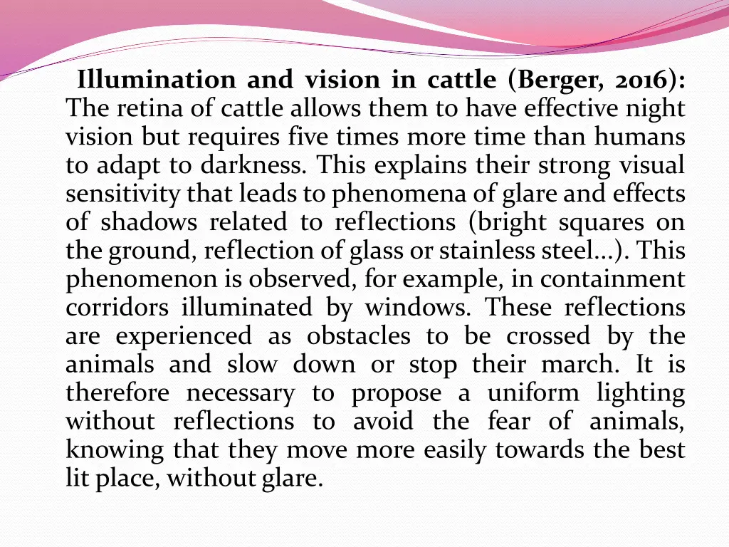 illumination and vision in cattle berger 2016