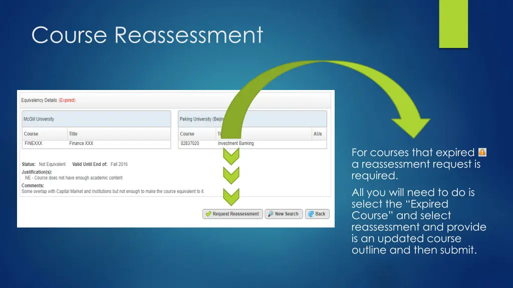 course reassessment