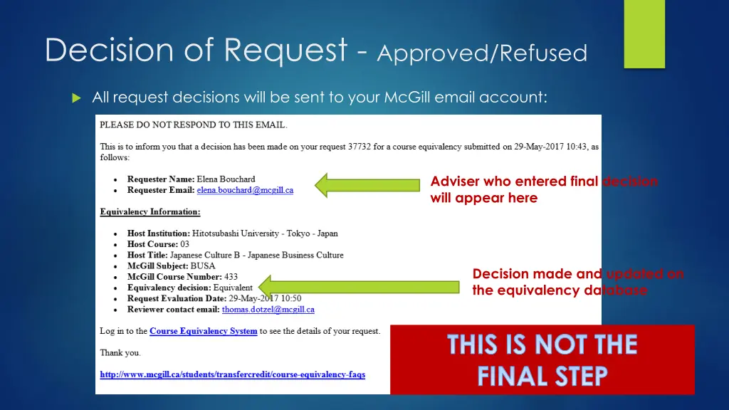 decision of request approved refused