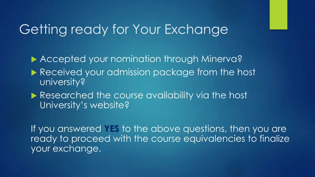 getting ready for your exchange