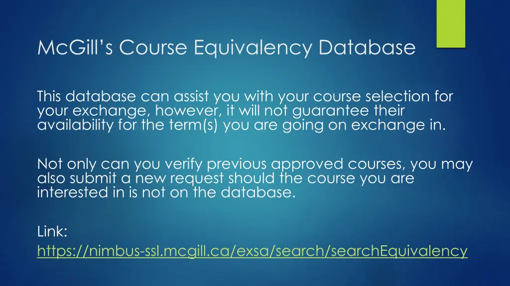 mcgill s course equivalency database