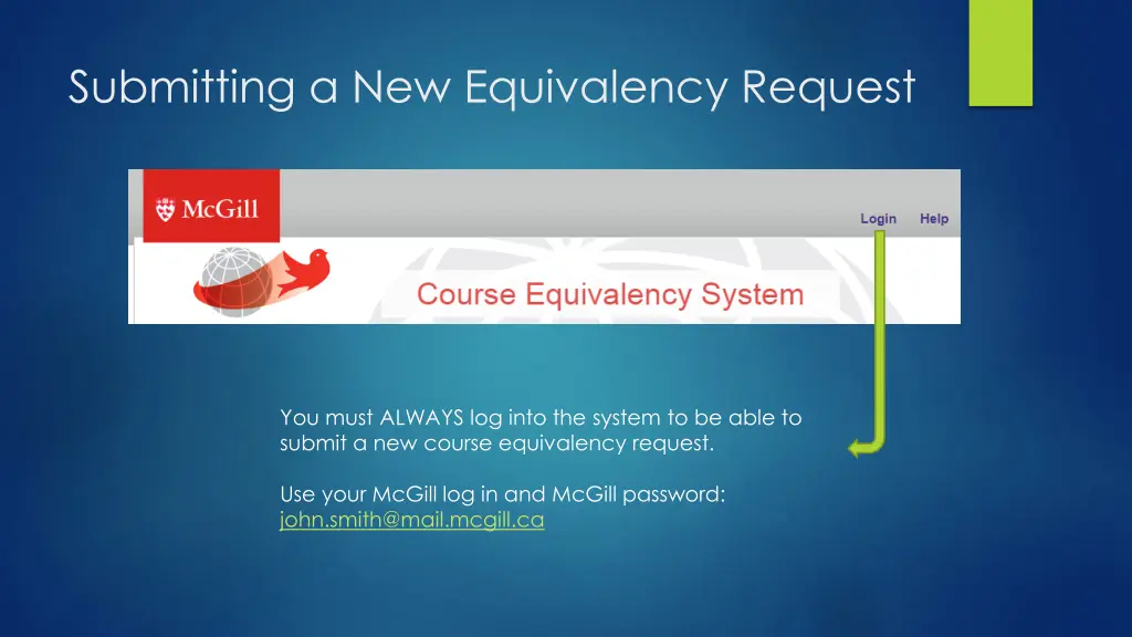 submitting a new equivalency request
