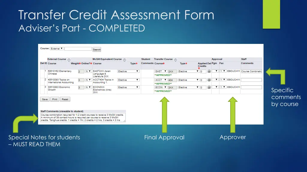 transfer credit assessment form adviser s part 1