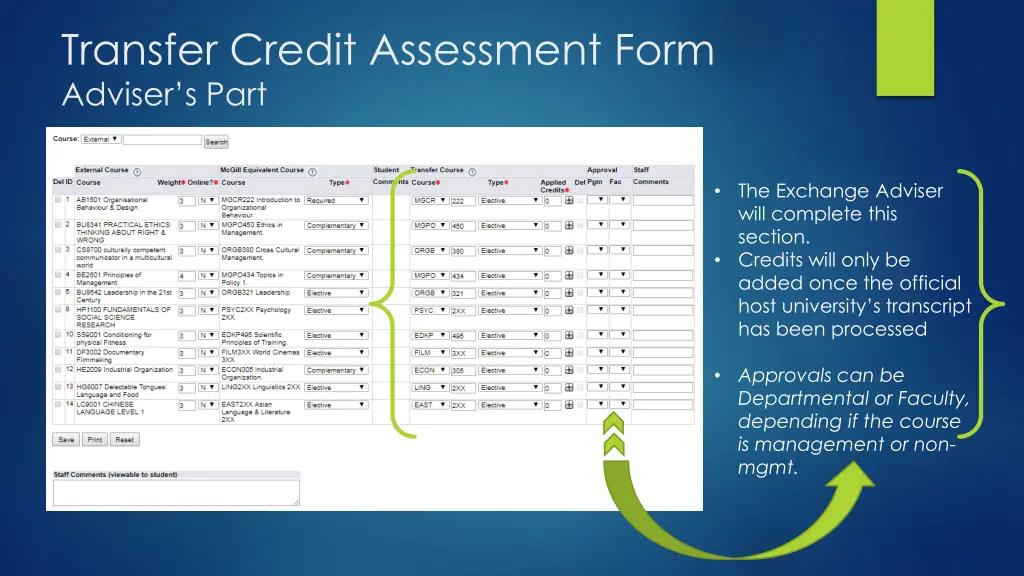 transfer credit assessment form adviser s part