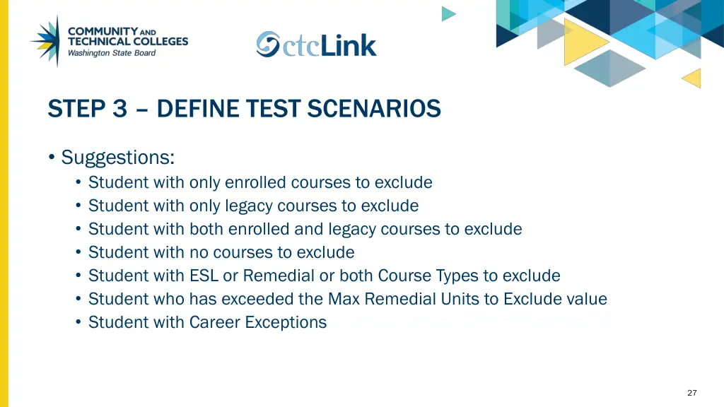 step 3 define test scenarios