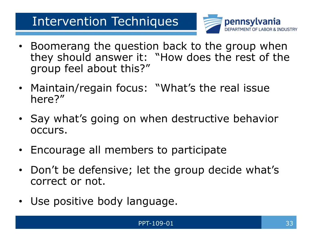 intervention techniques