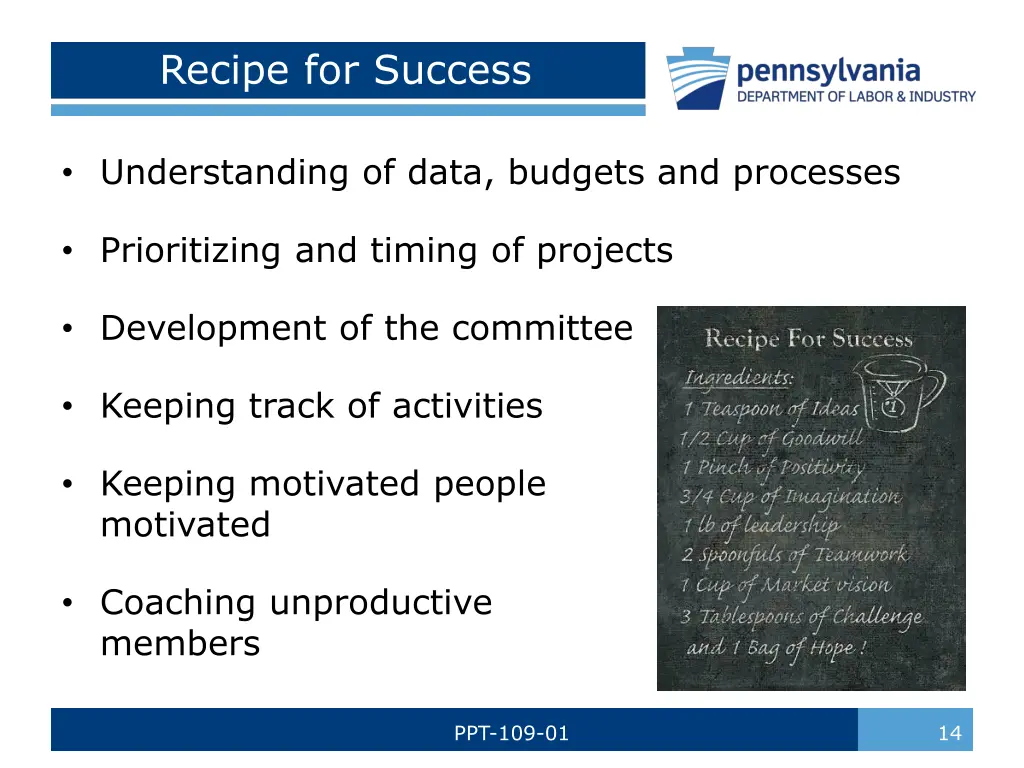 recipe for success 1