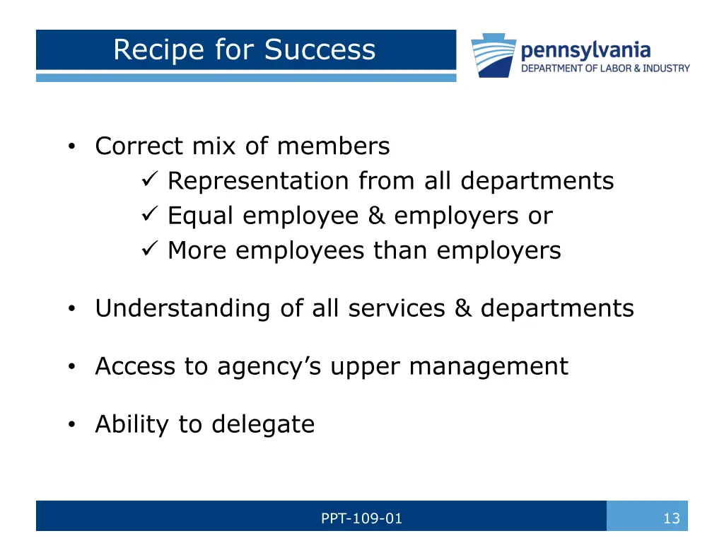 recipe for success